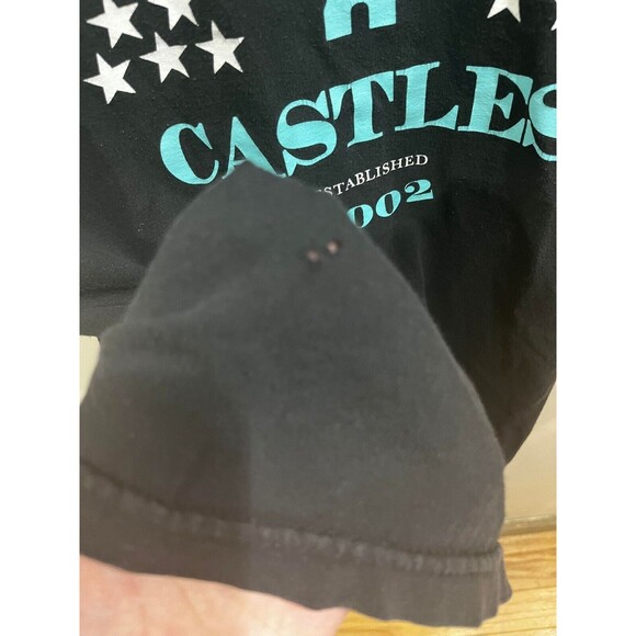 Crooks Castles T Shirt Mens Large Black with Crown Logo two small holes - Picture 3 of 8